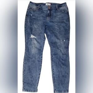 CAbi Lightly Distressed Cinch Skinny‎ Classic Blue Size 16 Jeans